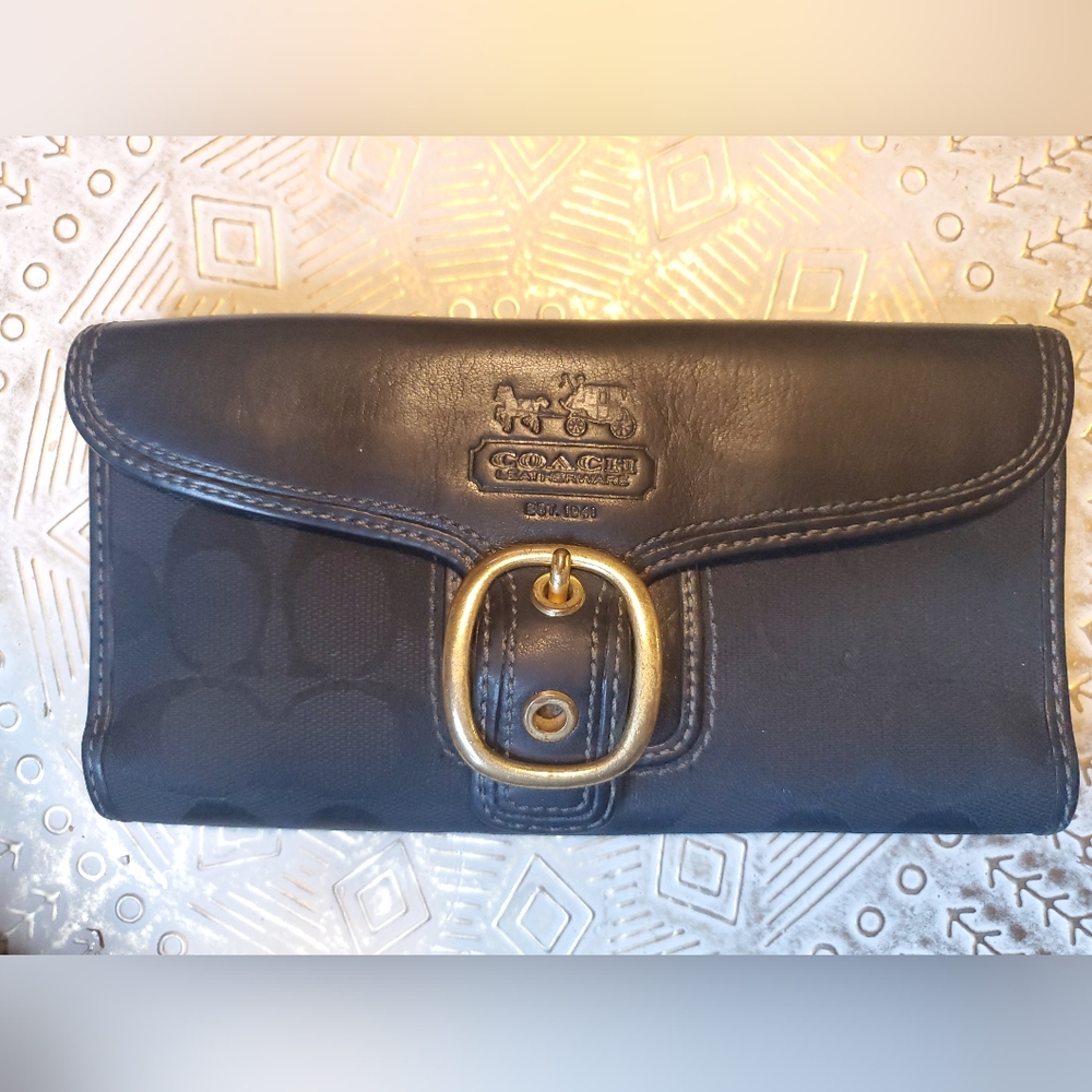 Vintage Coach Continental tri-fold wallet in Black